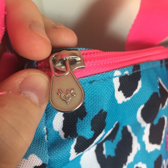 ❤️Justice gym bag canvas all about swim hot pink and blue leopard print glittery - Picture 6 of 15